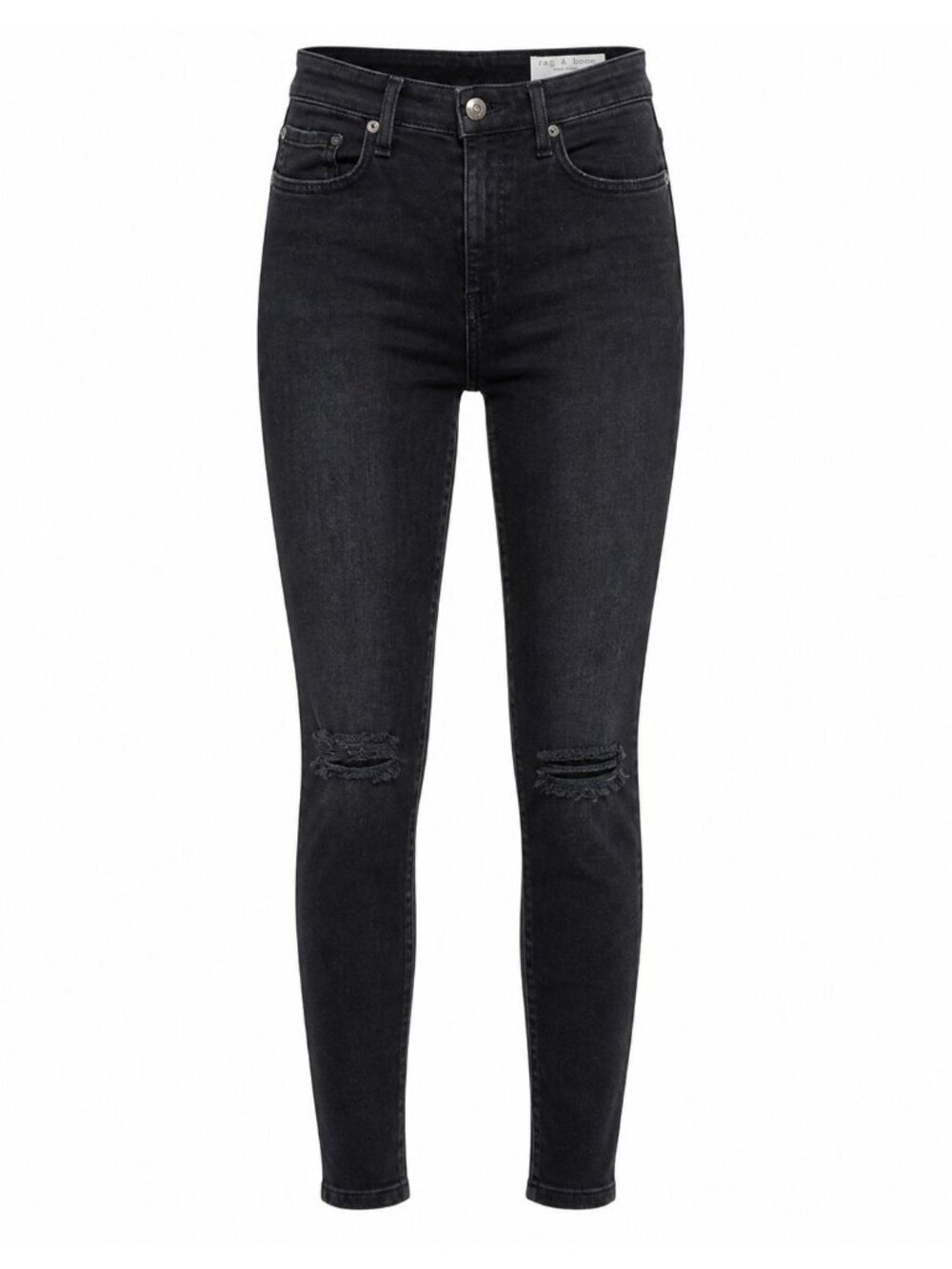 Rag & Bone Nina High-Rise Ankle Skinny Jeans 29 Black Distressed MSRP $210